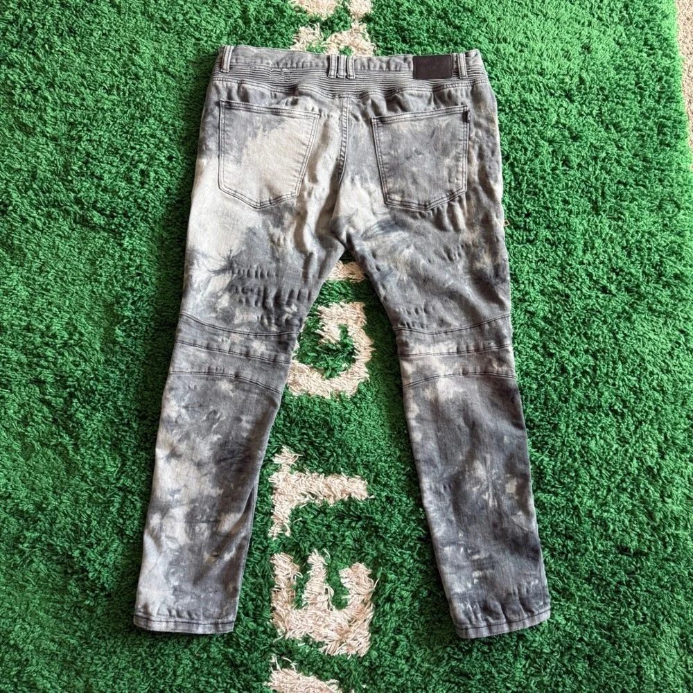 DOPE Mens Distressed Moto Biker Jeans Ribbed Denim Pants Size 38 - Picture 2 of 10